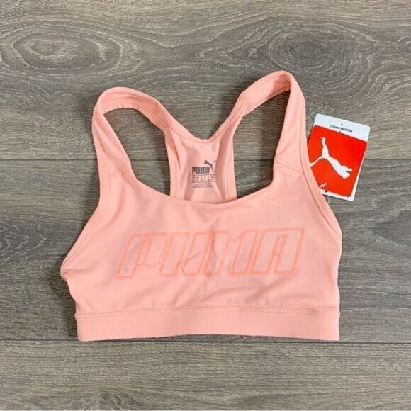 PUMA 4Keeps Sports Bra Cropped Tank Top Peach Bud Medium support Racerback XS - Picture 4 of 13